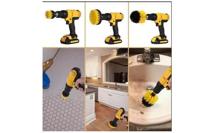 Set 3 perii pentru curatare cu adaptor pentru bormasina autofiletanta