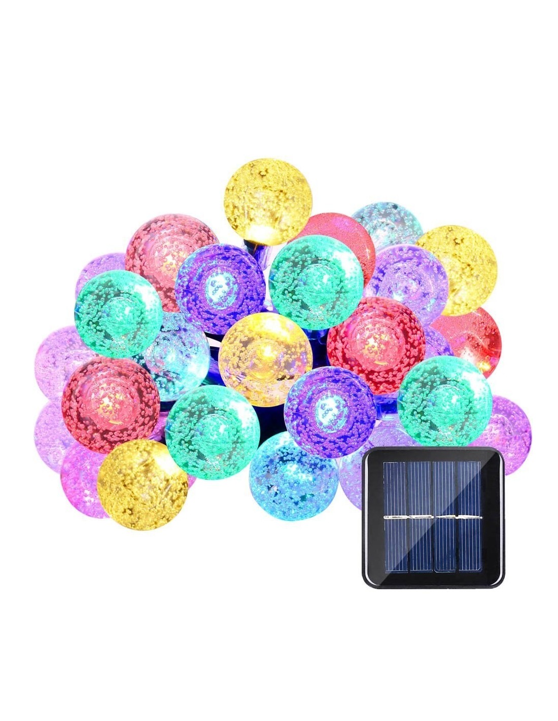 Decoratiune cu Incarcare Solara, 5 Metri, 30 Globulete - Multicolora