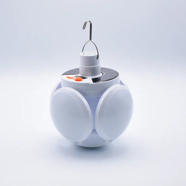 Set 2 x bec cu panou solar si acumulator, 4 brate rabatabile si 5 trepte de iluminat