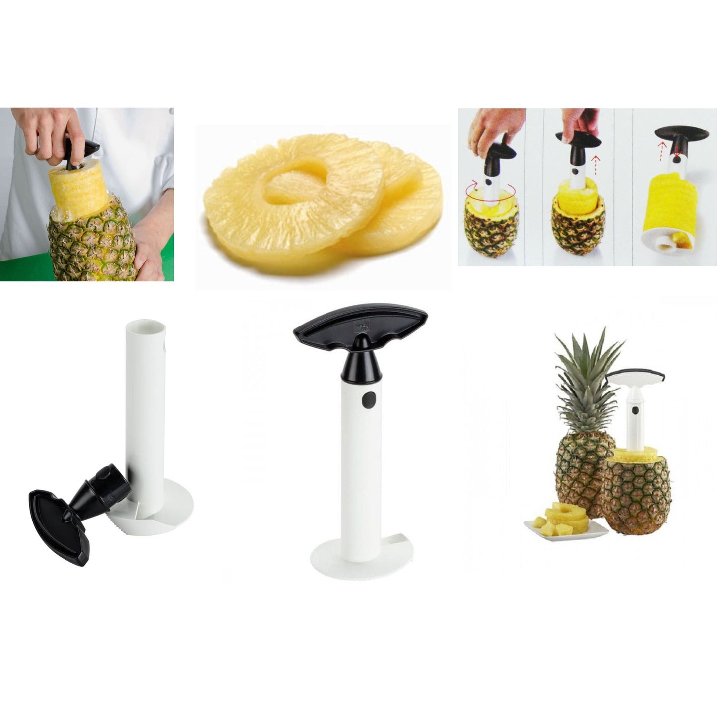 Dispozitiv pentru decojit/feliat ananas, material inox