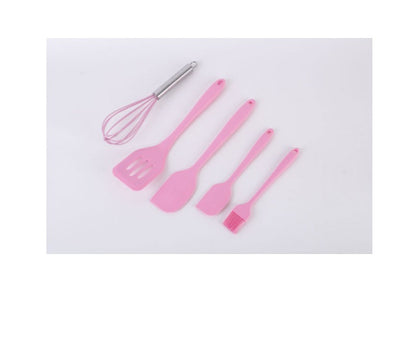 Set 5 ustensile de bucatarie din silicon roz