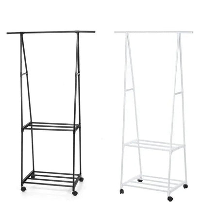 Suport in Forma de Triunghi pentru Haine si Umerase cu 2 Rafturi Inferioare, 160 x 55 x 42 cm