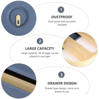 Cutie cu Sertar pentru Depozitare Oua, Indicator Data de Pastrare